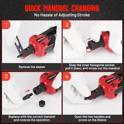 NEXTACK Perchin Gayka Asboblar To'plami, Qadamli Burg'u Uchi, 120 ta Gayka, Og'ir Yukga Bardoshli Perchin Asboblar To'plami, 8 SAE & Metrik Mandrel M5 M6 M8 M10 10-24 1/4-20 5/16-18 3/8-16, Tartibli Mustahkam G'ilof (NT700) - 6