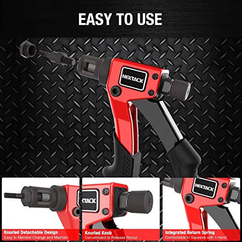 NEXTACK Rivet Nut Tool Kit with a Step Drill Bit & 80 Nutserts for Tight Space, 8