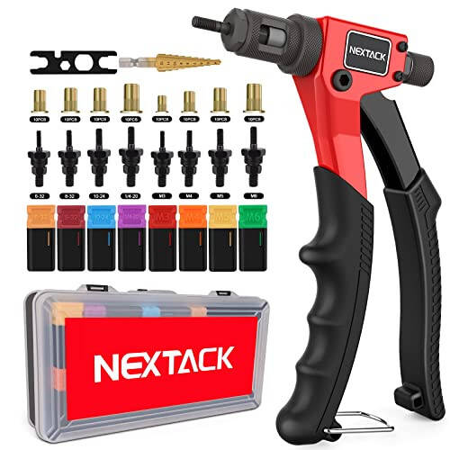 NEXTACK Rivet Nut Tool Kit with a Step Drill Bit & 80 Nutserts for Tight Space, 8