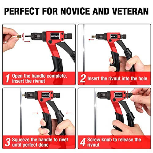 NEXTACK Rivet Nut Tool Kit with a Step Drill Bit & 80 Nutserts for Tight Space, 8