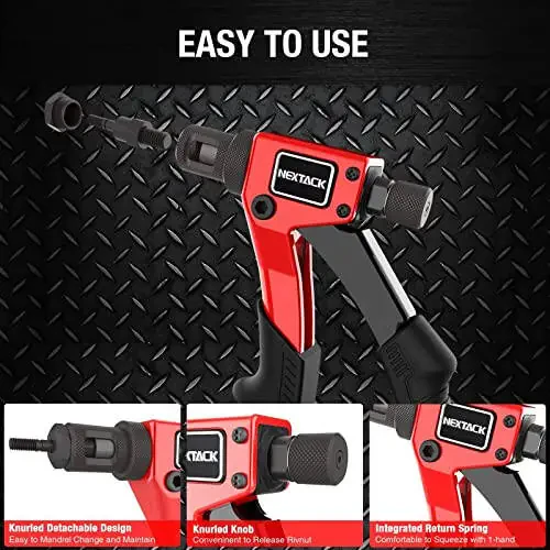 NEXTACK Rivet Nut Tool Rivet Nut Kit with a Step Drill Bit & 80 Nutserts for One-Handed in Tight Space, 8