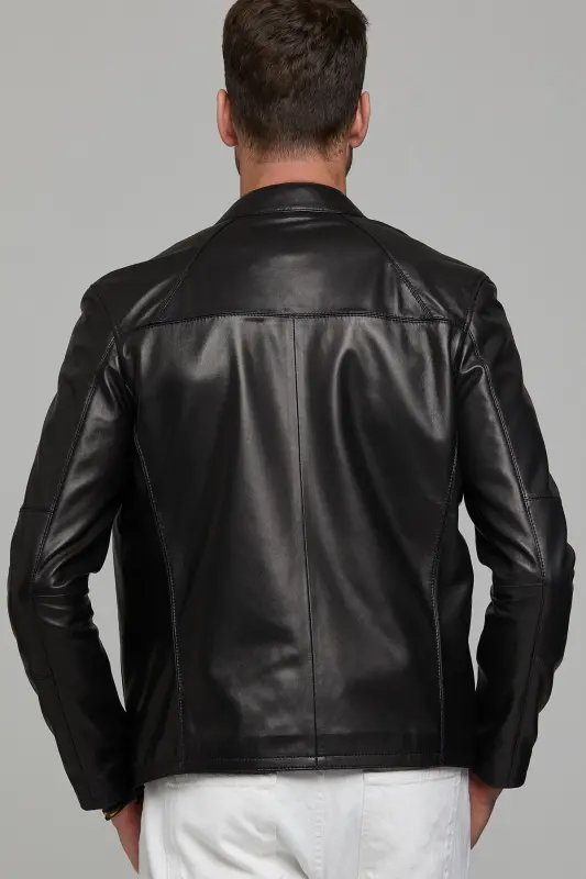 Neymar Erkek Siyah Slim-Fit Kısa Deri Ceket 21SGD6402U4 - 8