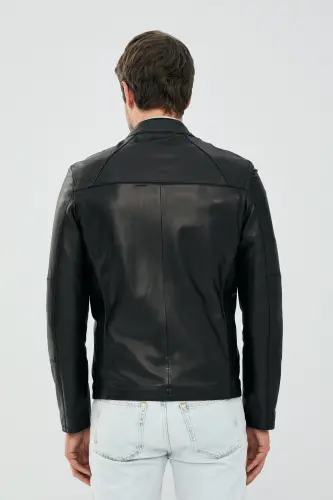 Neymar Erkek Siyah Slim-Fit Kısa Deri Ceket 21SGD6402U4 - SIYAH-SIYAH - 3