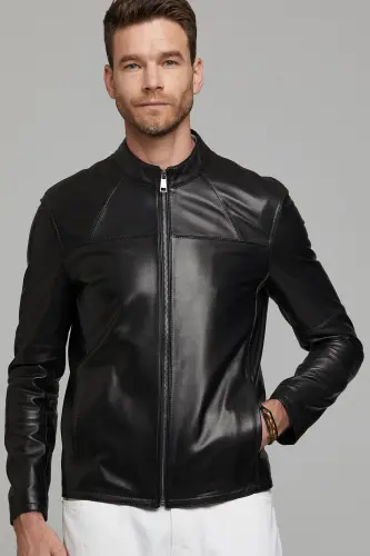 Neymar Erkek Siyah Slim-Fit Kısa Deri Ceket 21SGD6402U4 - SIYAH-SIYAH - 5
