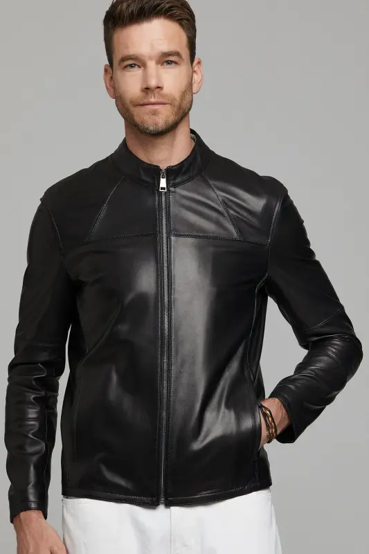 Neymar Erkek Siyah Slim-Fit Kısa Deri Ceket 21SGD6402U4 - SIYAH-SIYAH - 5