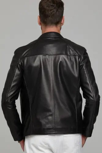Neymar Erkek Siyah Slim-Fit Kısa Deri Ceket 21SGD6402U4 - SIYAH-SIYAH - 8
