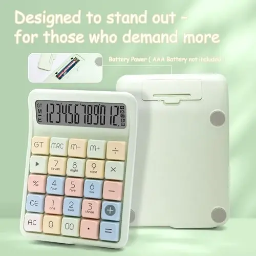 NGIFERA Desk Calculator, 12 Digit Large HD Display with% Key, Big Buttons | Real Mechanical Keypad with Ergonomic 15° Tilt for Office and Study, Packaged in a Gift Box - 4