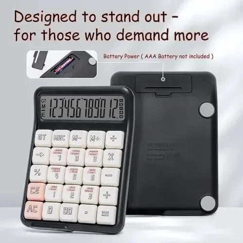 NGIFERA Desk Calculator, 12 Digit Large LCD Display, Big Buttons, Ergonomic 15° Tilt, Real Mechanical Keypad, Desktop Calculator for Office and Study - 4
