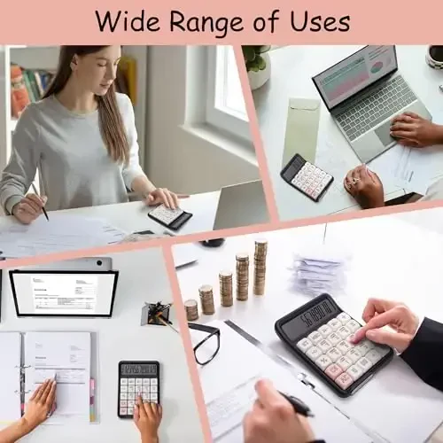 NGIFERA Desk Calculator, 12 Digit Large LCD Display, Big Buttons, Ergonomic 15° Tilt, Real Mechanical Keypad, Desktop Calculator for Office and Study - 5