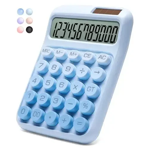 NGIFERA Desk Calculator,12 Digits, Large LCD Display,Big Buttons,Solar and Battery Dual Power Desktop Calculators,Cute and Aesthetic (Ombre Blue, M) - MODAZONE