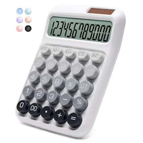 NGIFERA Desk Calculator,12 Digits, Large LCD Display,Big Buttons,Solar and Battery Dual Power Desktop Calculators,Cute and Aesthetic,Suitable for Office and Study (Ombre Gray, M) - NGIFERA