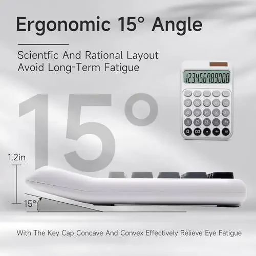 NGIFERA ish stoli kalkulyatori, 12 raqamli, katta LCD displeyli, katta tugmali, quyosh va batareyadan ishlaydigan ish stoli kalkulyatorlari, chiroyli va estetik, ofis va o‘qish uchun mos (kulrang Ombre, M) - 2