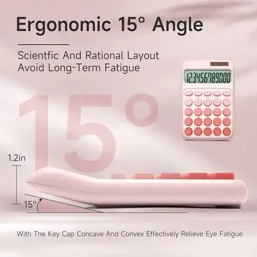 NGIFERA Desk Calculator,12 Digits, Large LCD Display,Big Buttons,Solar and Battery Dual Power Desktop Calculators,Cute and Aesthetic (Ombre Pink, M) - MODAZONE (1)