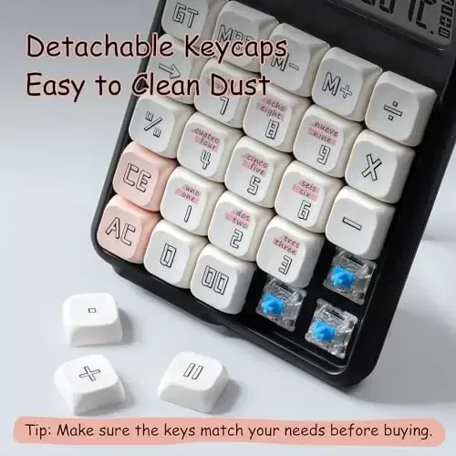 NGIFERA Настольный калькулятор, 12-разрядный большой ЖК-дисплей, большие кнопки, эргономичный наклон 15°, настоящая механическая клавиатура, настольный калькулятор для офиса и учебы - 3