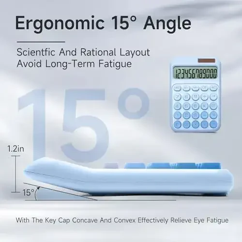 NGIFERA Stol Kalkulyatori, 12 Xonali, Katta LCD Displey, Katta Tugmalar, Quyosh va Batareya Ikkilamchi Quvvatli Stol Kalkulyatorlari, Chiroyli va Estetik (Ombre Moviy, M) - MODAZONE (1)