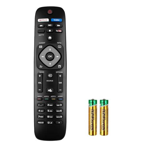 NH500UP Universal Remote Control Replace for Philips TV Remote for Various Philips 50PFL5601/F7 55PFL5602/F7 65PFL5602/F7 55PFL5602 Remote Replacement for LCD LED 4K UHD Smart TVs Remote with Battery - 1