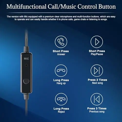 NICEHCK Yuandao 3.5mm Jekli Simli Quloqchinlar, Mikrofonli HiFi Ovozli Audiophile Eshitish vositalari, 5 Yillik Kafolat, iPhone, Android, PC, MacBook, Noutbuk, Planshet, O'yin uchun Bass Stereo Simli Quloq ichidagi Naushniklar - 4