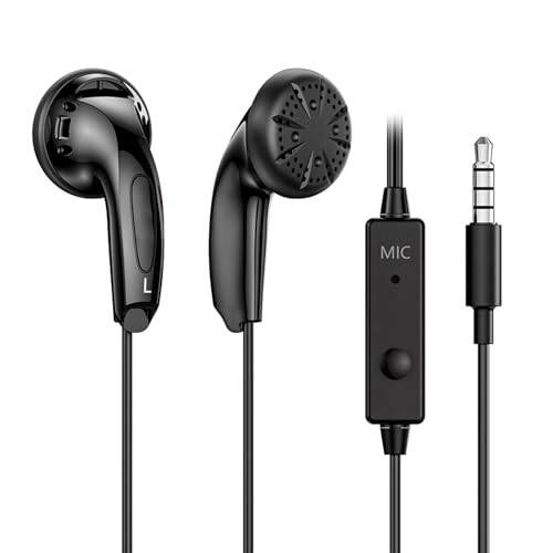 NICEHCK Yuandao Wired HiFi Earbuds: 15.4mm Dynamic 3.5mm Plug Flat Head Earphones with Call/Music Control Button, Bass Stereo in Ear Headphones for Gaming/Sport/Student/PC/Phone/Tablet, Black with Mic - 1