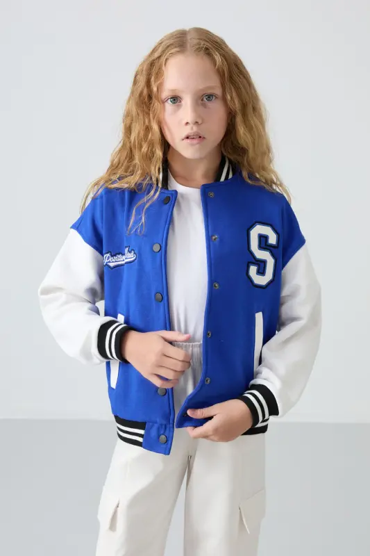Night Blue Cotton Fleece Soft Texture Standard Fit Embroidered Girls Sweatshirt - 75163 - 7
