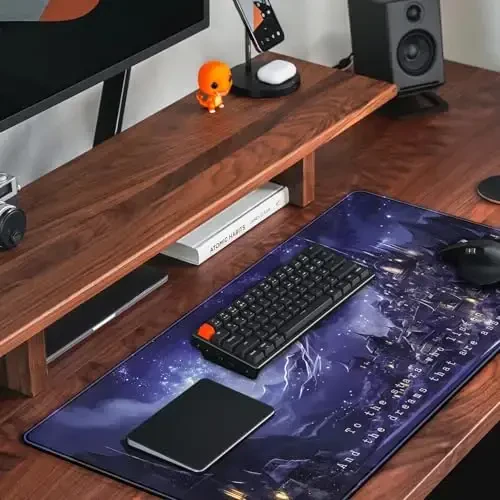 Night Purple Desk Mat Dark Academia Anime Computer Desk Keyboard Mat, 31.5 X 15.8 in Office Decor for Women Castle Aesthetics Mouse Pad XXL for Desktop Laptop Computer Mouse Gaming Pad - 5
