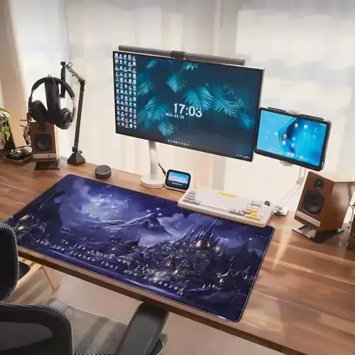 Night Purple Desk Mat Dark Academia Anime Computer Desk Keyboard Mat, 31.5 X 15.8 in Office Decor for Women Castle Aesthetics Mouse Pad XXL for Desktop Laptop Computer Mouse Gaming Pad - 7
