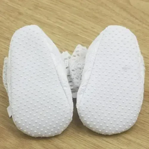 Nihao Baby Girls White Baptism Shoes and Headband Set Christening Dress Shoes - 5