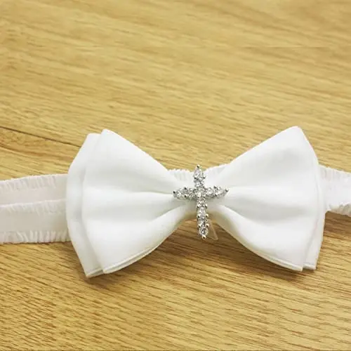 Nihao Baby Girls White Baptism Shoes and Headband Set Christening Dress Shoes - 5