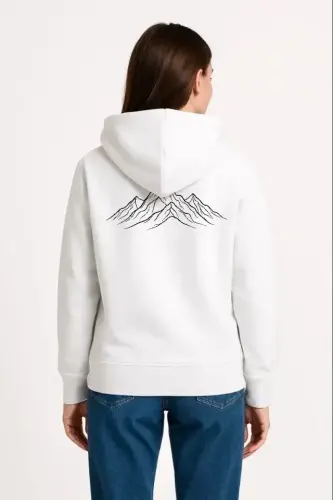 Nihilist Penguen Özel Tasarım Oversize Kapüşonlu Sweatshirt - Beyaz - 1