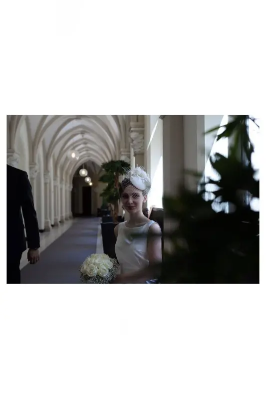 Nikah Aksesuar,nikah Kepi Vualet,nikah Şapkası,nikah Kep,gelin Şapkası,vualet, Tüllü Gelin Tokalı - 2