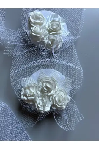 Nikah Aksesuar,nikah Kepi Vualet,nikah Şapkası,nikah Kep,gelin Şapkası,vualet, Tüllü Gelin Tokalı - 3