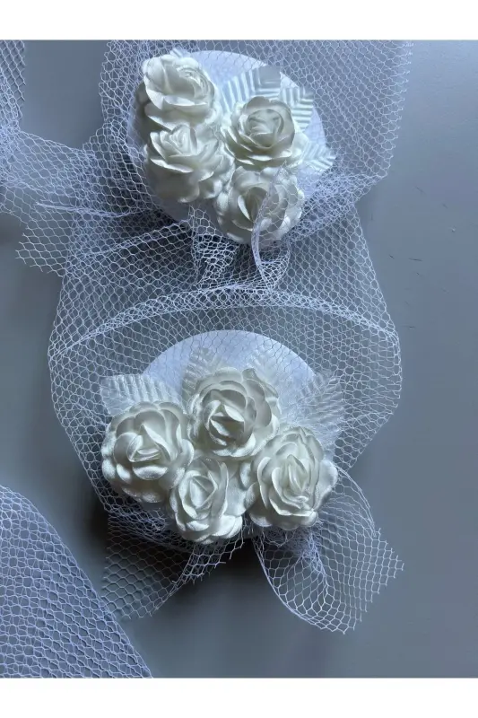 Nikah Aksesuar,nikah Kepi Vualet,nikah Şapkası,nikah Kep,gelin Şapkası,vualet, Tüllü Gelin Tokalı - 3