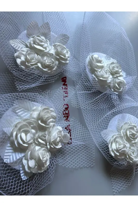 Nikah Aksesuar,nikah Kepi Vualet,nikah Şapkası,nikah Kep,gelin Şapkası,vualet, Tüllü Gelin Tokalı - 6