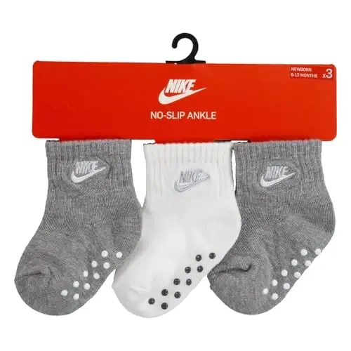 Nike Baby Girls' Ankle Gripper Socks (3 Pairs) - 3