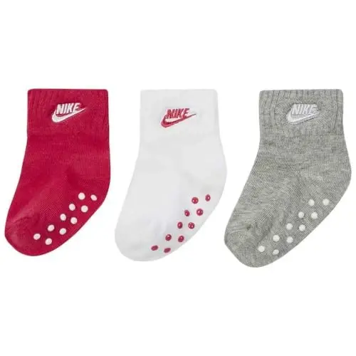 Nike baby-girls Ankle Gripper Socks (3 Pairs) - 1