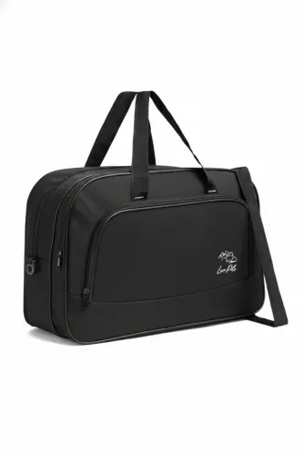 Nil-01 Unısex Havlu Kumaş Hostes Valiz Seyahat Tatil Spor Hastane Çok Gözlü El Ve Omuz Çantası Kabin-SİYAH 