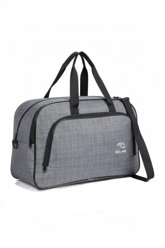 Nil-01 Unısex Havlu Kumaş Hostes Valiz Seyahat Tatil Spor Hastane Çok Gözlü El Ve Omuz Çantası Kabin-A.GRİ - FIYAKA