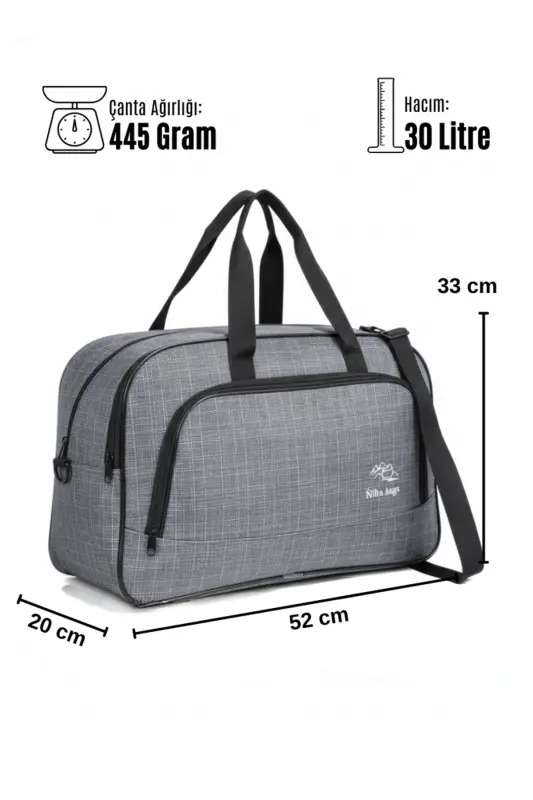 Nil-01 Unısex Havlu Kumaş Hostes Valiz Seyahat Tatil Spor Hastane Çok Gözlü El Ve Omuz Çantası Kabin-A.GRİ - 5
