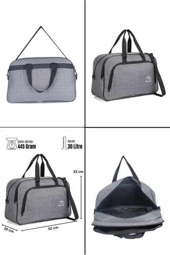 Nil-01 Unısex Havlu Kumaş Hostes Valiz Seyahat Tatil Spor Hastane Çok Gözlü El Ve Omuz Çantası Kabin-A.GRİ - 6