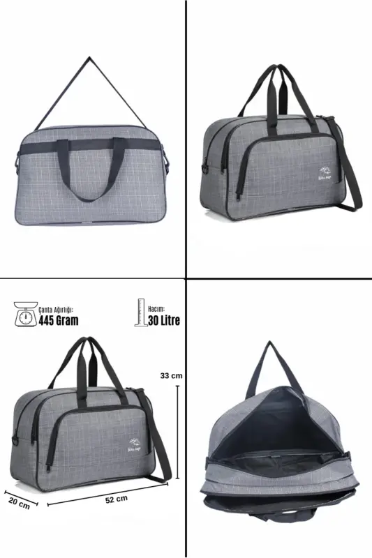 Nil-01 Unısex Havlu Kumaş Hostes Valiz Seyahat Tatil Spor Hastane Çok Gözlü El Ve Omuz Çantası Kabin-A.GRİ - 6