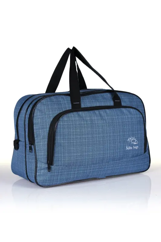 Nil-01 Unısex Havlu Kumaş Hostes Valiz Seyahat Tatil Spor Hastane Çok Gözlü El Ve Omuz Çantası Kabin-AÇIK MAVİ - FIYAKA