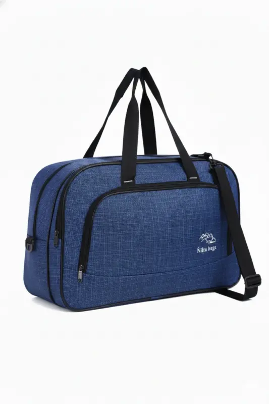Nil-01 Unısex Havlu Kumaş Hostes Valiz Seyahat Tatil Spor Hastane Çok Gözlü El Ve Omuz Çantası Kabin-MAVİ - 1