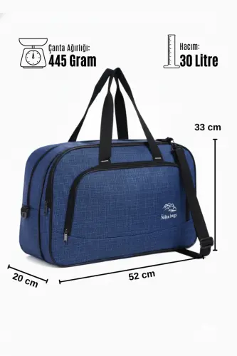Nil-01 Unısex Havlu Kumaş Hostes Valiz Seyahat Tatil Spor Hastane Çok Gözlü El Ve Omuz Çantası Kabin-MAVİ - 4