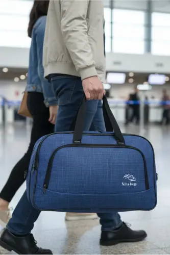 Nil-01 Unısex Havlu Kumaş Hostes Valiz Seyahat Tatil Spor Hastane Çok Gözlü El Ve Omuz Çantası Kabin-MAVİ - FIYAKA (1)