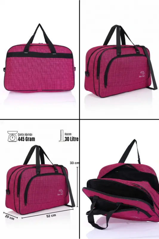 Nil-01 Unısex Havlu Kumaş Hostes Valiz Seyahat Tatil Spor Hastane Çok Gözlü El Ve Omuz Çantası Kabin-PEMBE - 6