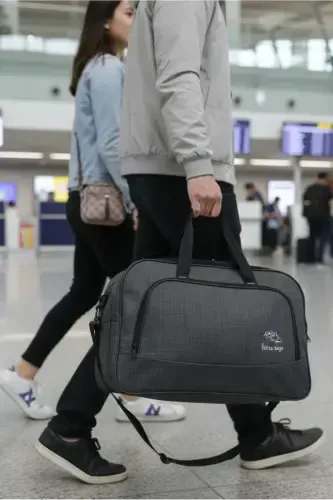 Nil-01 Unisex Terry Cloth Hostess Suitcase Travel Holiday Sports Hospital Multi-Compartment Hand and Shoulder Bag Cabin-SMOKE - FIYAKA (1)