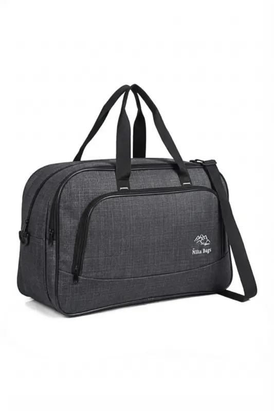 Nil-01 Unisex Terry Cloth Hostess Suitcase Travel Holiday Sports Hospital Multi-Compartment Hand and Shoulder Bag Cabin-SMOKE - 2