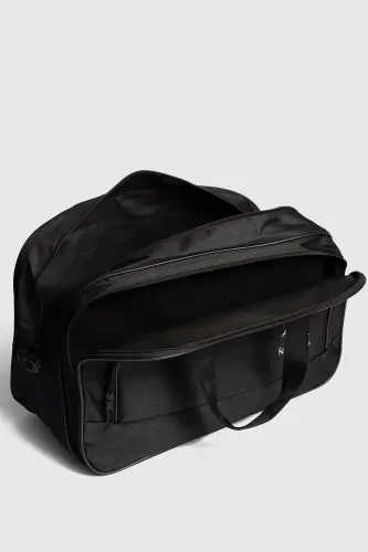 nil-01 UNISEX TOWEL FABRIC HOSTESS SUITCASE TRAVEL VACATION SPORTS HOSPITAL MULTI-POCKET HAND AND SHOULDER BAG CABIN-Towel Black - 4