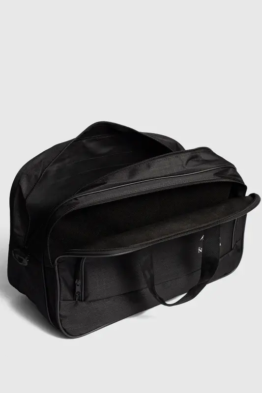 nil-01 UNISEX TOWEL FABRIC HOSTESS SUITCASE TRAVEL VACATION SPORTS HOSPITAL MULTI-POCKET HAND AND SHOULDER BAG CABIN-Towel Black - 4