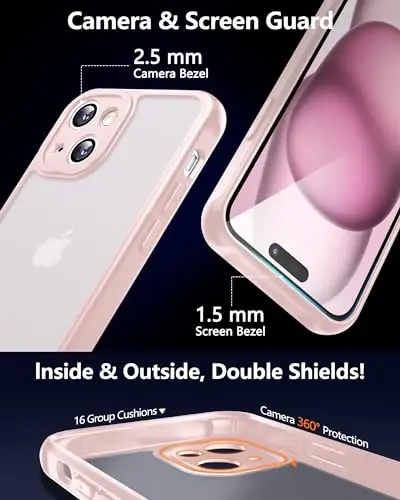 NINDOO for iPhone 15 Plus Case Pink for Women and Girly,Slim Phone Case for i Phone 15 Plus with Screen Protector,Protector Funda para Cover for i Phone 15 Plus iohone 15plus Protective.(Pink) - 2