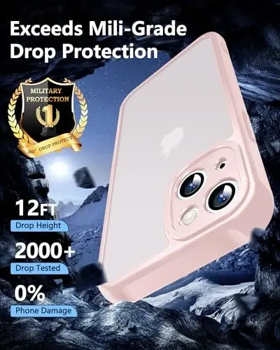 NINDOO iPhone 15 Plus uchun pushti ayollar va qizlar uchun g'ilof, iPhone 15 Plus uchun ingichka telefon g'ilofi ekran himoyachisi bilan, Protector Funda para Cover iPhone 15 Plus iohone 15plus himoya (pushti) - 3
